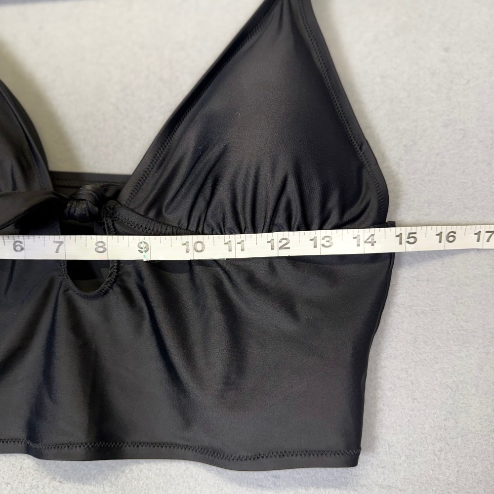 Aerie Real Good Black Tie Front Keyhole Crop Bikini Top XL NWT - Picture 5 of 7